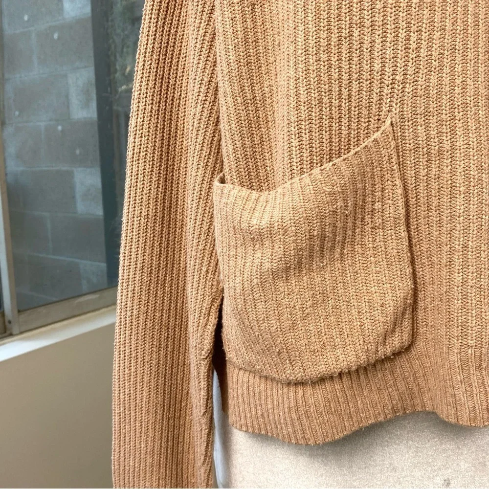 Madewell Ribbed Pocket Sweater in Camel Blush, Size S